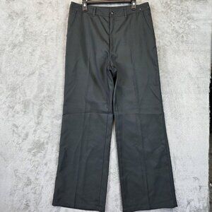 Uniqlo U Pants Womens Size 14 Black Wide Leg High Rise Twill Workwear Pockets